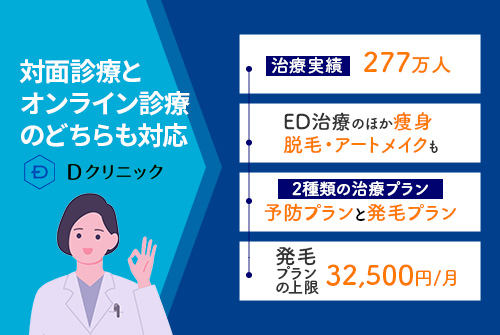 Dクリニック東京は対面診療とオンライン診療のどちらも対応